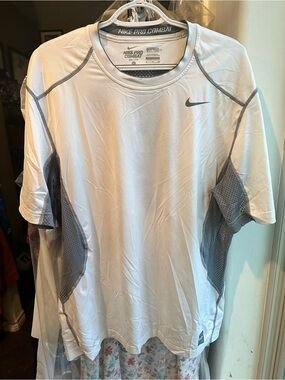 Nike Pro Combat Hypercool Fitted Short Sleeve Shirt White Grey